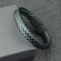 Cazibe bilezikler hiphop erkekler deri bilezik çıkarılabilir siyah mıknatıs toka bileklik homme erkek arkadaşı hediye pulsera hombre punk el bantları için