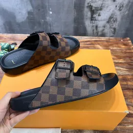 Homens Mulheres Treinador Mule Sandália Chinelos Designer Sapatos Clássicos Waterfront Mule Fivelas Metálicas De Couro De Luxo Sola De Borracha Ao Ar Livre Praia Sandália Slides Tamanho 35-46