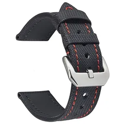 Assistir bandas homens de luxo assistindo nylon strap couro 20mm 22mm 23mm 23 mm Banda de relógio de nylon preto Strap Wrsitband à prova d'água 230425