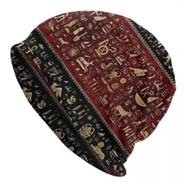 Basker egyptiska hieroglyfer beanie cap unisex vinter varm motorhuv homme stickade hattar utomhus gamla Egypten skallies mössa mössor