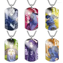 Pendant Necklaces Anime Blue Lock Dog Tag Necklace Stainless Steel Chigiri Isagi Yoichi Cosplay Pendants Punk Jewelry Accessories