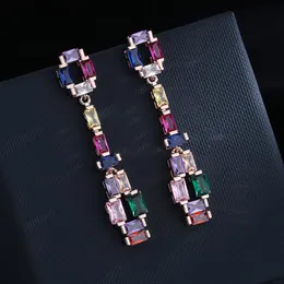 Stud Küpe Modaya Düzenli Amerikalı Kadınlar için Gümüş Plaka Kübik Zirkonlar Kristal Çok Renkli Büyük Çember Yuvarlak Tasarım Jewelrystud