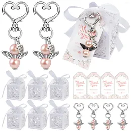 Favor de festa 12pcs Projeto anjo Chain Chain Wedding for Convisters Keychains Gift e obrigado Tags Baby Chupá