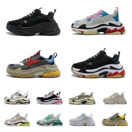 Classic Triple S Black Casual Shoes Gray All White Black Green Pink Orange Gray Red Blue Mens Dames Luxe Paris 17W Platform Sneakers Wear Resistant Designer
