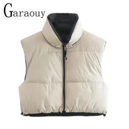 Parka Garaouy 2022 Autunno Inverno Nuove donne Chic Double Sided Vest Coat Vintage Warm Gilet senza maniche Donna Casual Short Tank Top