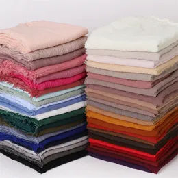 46 Colors Big Size Plain Fringe 100% Cotton Viscose Hijab Scarf Unisex Wraps and Shawls Pashmina Headband Ramadan Islamic Turban