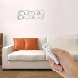 Orologi da parete Orologio a LED 3D Allarme digitale con telecomando per camera da letto Soggiorno Decorazioni per ufficio Luce notturna Visualizzazione del tempo 12/24 ore