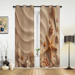 Vorhang Sea Beach Golden Summer Window Curtains In The Living Room Kitchen El Open Drapes Printed For Bedroom