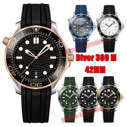 Orologi di alta qualità Diver 300M 42mm Orologio automatico da uomo Orologio da polso da uomo con cinturino in caucciù quadrante bianco / nero / blu / verde / grigio