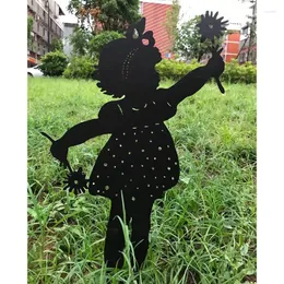 ديكورات حديقة لطيفة فتاة زخرفة الفن المعدني تمثال صورة ظلية