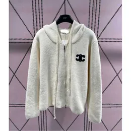 Ce Early Autumn New Triumphal Arch Embroidered Pattern Hooded Loose Zipper Cardigan Coat Simple and Versatile Warmth