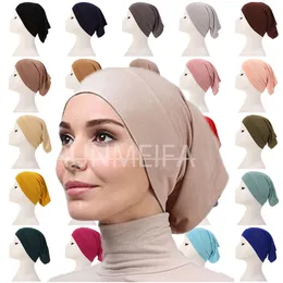 히잡 패션 무슬림 히잡 모자 견고한 밑줄 여성 베일 모달면 히잡 스카프 터번 머리 여자 히잡 모자 이슬람 230426