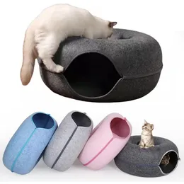 Repellents Felt Cat Tunnel Bed Donut Pet Cat Hideaway Nest Bed Puppy Cat Bed Cave Hideout For Cat Play Toys Pet Supplies Accessories