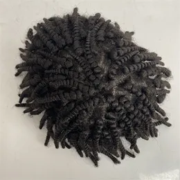 6 inches Peruvian Remy Human Hair Hairpiece #1b Afro Braids AUS Toupee 8x10 Lace with PU Unit for Black Men