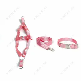 Designer Dog Harness Dog Collar Leashes Set Adjustable Nylon Classic Letter Pattern Sturdy and Durable Pets Collars Leashes for Medium Large Dogs PS1922