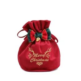 Merry Christmas Gift Candy Packaging Bag Velvet Apple Sweet Storage Flannel Pocket Pouch Favor Party Supplies