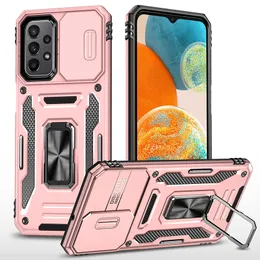 Capas de telefone à prova de choque de nível militar para Samsung Galaxy A54 5G A14 A23 A13 4G Suporte giratório magnético Suporte para montagem em carro Anel Tampa de câmera deslizante