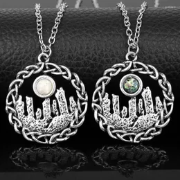 Kedjor charm utlander kristall halsband smycken cirkel knut hänge sassenach vintage halsband för män kvinnor par gåva