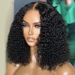 Wstępnie Bleached Bob Poster Curly Human Hair Peruki for Women 13x4 HD Przezroczysty koronkowy ogród czołowy