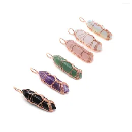 Pendant Necklaces Natural Stone Pendants Hexagon Shape Healing Crystal Agate Prism Wire Knitting For Jewelry Making Necklace Decoration