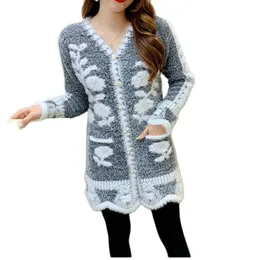 Pullover Neue Herbst Winter Nadel Weben Offenes Hemd frauen Sweate Mantel Mittlere länge Zahlung Einreiher Schlank Damen Pullover jacke