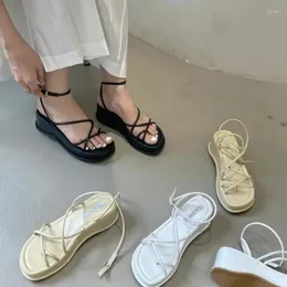Sandali di moda punta aperta donna design estate band band scarpe piattaforma zeppe tacchi tallone signore caviglia gladiatore sandalias