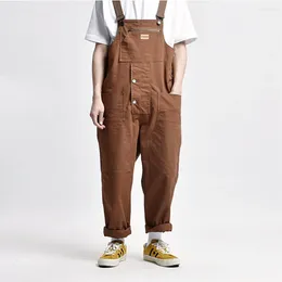 Pantalones para hombres Hombres American Retro de gran tamaño Múltiples bolsillos Correas de mezclilla Tendencia suelta 2023 Tubo recto Versátil Suspender Mono