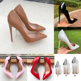 2023 Lyx so kate pumps Märke Red Bottom skor för kvinnor Högklackat sko 8cm 10cm 12CM spetsad sko dam svart /naken Sheos 35-45