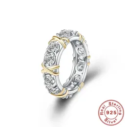 Eheringe 925 Sterling Silber Gold Trennung eingelegter Zirkon für Frauen Glamour Schmuck Verlobungsgeschenke 231127