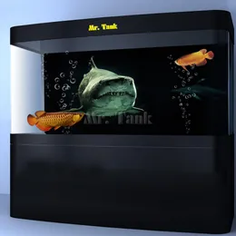 Decorazioni Poster di sfondo personalizzato per acquario con squalo autoadesivo Decorazione da parete per acquario in PVC a doppia faccia in PVC Paesaggio