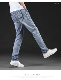 Dżinsy męskie szczupłe mężczyzn klasyczna elastyczność mody dżinsowe spodnie jasnoniebieskie mycie marki swobodne spodnie męskie męskie rozmiar