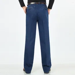 Men's Jeans Men Denim Button Closure Colorfast High Waist Wide Leg Formal Business Style Trousers