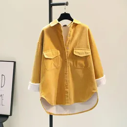 シャツ女性コーデュロイシャツフリース肥厚コート秋の冬ジャケット韓国ファッションカーディガンルーズレジャー新しい安い卸売