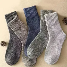 SOCKS 5 Çifti/Lot Erkek Yün Retro Rahat Kalsetinler Hombre Kalın Pamuk Kış Sıcak Komik Mutlu Erkek Yüksek Nitelik