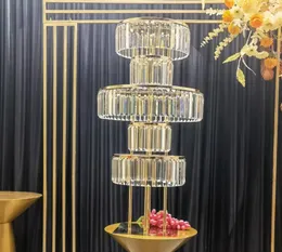 5pcs yeni stil kristal çiçek rafı altın kemer standı yol kurşun düğün merkez parçası çiçek rafı etkinlik partisi dekorasyonu