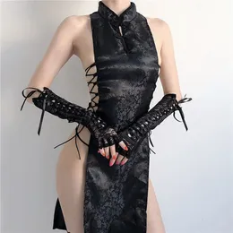 Sexy Set Qipao Cina Pakaian Dalam Wanita Seksi Gaun Mini Balutan Belah Tinggi Seragam Cheongsam Kostum Gaun Pesta Tradisional 230427