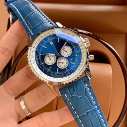 U1 Top AAA Bretiling mens quartz watches blue color calendar 43mm dial Japanese VK quartz movement 316L fine steel case man watch Mineral scratch resistant mirror