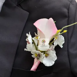 Dekorativa blommor Groomsman Party Prom Wedding Man Calla Boutonniere grenar Mix Corsage Pin Groom