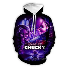 Męskie bluzy bluzy Xinchenyuan mężczyźni/kobiety horror film Chucky 3d Print Mężczyźni Kobiety moda odzież ulica hip -hop swobodny bluza z