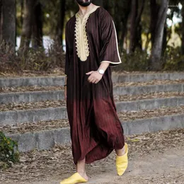 Men's Casual Shirts Muslim Men Simple Robe Middle East Dubai Islamic Clothing Prayer For Jubba Red Thobe 2023