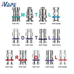 Cabeça de bobina VOOPOO PnP PnP-VM1/2/3/4(TR1)/5/6 PnP-R1/2 PnP-TW15/20/30 PnP-DW60(TM1)/80(TM2) Malha/Bobinas de substituição regulares para VOOPOO Dispositivos da série Drag/Argus/Vinci 5 unidades/pacote