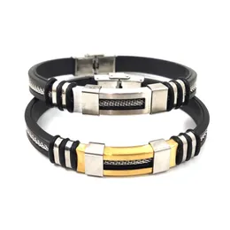 Pulseira de pulseira para homens link link jóias de silicone vintage punk couro amizade de grande fivela largura guff presente