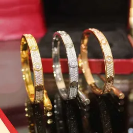 فاخرة أعلى العلامة التجارية النقية 925 الجنيه الاسترليني المجوهرات الفضية للنساء سهلة القفل الإسورة الكاملة الماس الماس الكامل حب الإسورة الزفاف سوار مفك البراغي جودة عالية