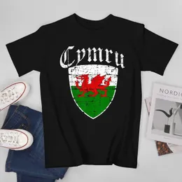 Magliette da uomo More Design Wales Flag Welsh Men Tshirt Tees T-Shirt O-Collo Donna Ragazzi Abbigliamento Cotone