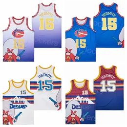 Film Basketball Moive 15 Yosemite Jersey Sam College Retro Pure Cotton For Sport Fans HipHop University Breathable Pullover Retire Team Blue Purple White Sewing