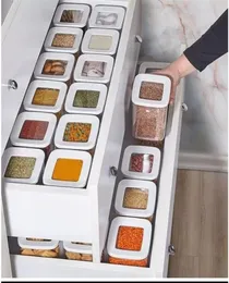 12 pçs cozinha caixa de armazenamento de alimentos recipiente conjunto organizador quadrado tampa vácuo hermético frascos despensa leguminosas cereais arroz macarrão 220423218007