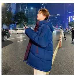 Leder 2021 Neue Wintermantel Lose Brot Jacke Im Hong Kong Stil Mit Kapuze Parka Oberbekleidung Übergroßen Weiblichen Casual Warme Daunen baumwolle Jacke