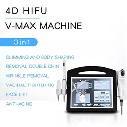 Macchina portatile 4D Hifu Face Lift Macchina per stringere la pelle 8 Cartuccia Dispositivo per la rimozione delle rughe Corpo che dimagrisce Vmax Macchina per stringere la vagina