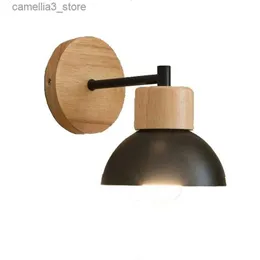 Lampade da parete Moderna creativa Camera per gli ospiti Balcone Scala Lampada da parete Camera da letto Testata Letto Personalità Lampada per uccelli Semplice lampada a metà tonda in legno Q231127