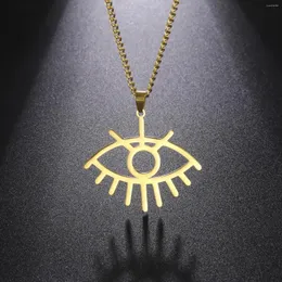 Kedjor Ancient Egyptian Horus Eye Necklace For Women Män Rostfritt stål Bohemiska roliga smycken Tillbehör Partipresenter